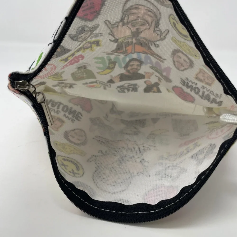 Post Malone‎ Posty Graphic Print Zipper Pouch Wristlet Makeup Bag White Festival